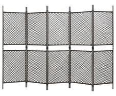 5-Panel Room Divider Poly Rattan Brown 300x200 cm
