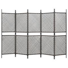 5-Panel Room Divider Poly Rattan Brown 300x200 cm