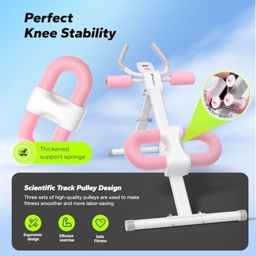 Ab Machine, Abs Workout Equipment, Adjustable Ab Trainer Machine for Abs Workout at Home Gym, Foldable, Knee Protection