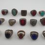15 Ancient Style Antique Rings Mixed Brass Stone & Glass Collectible Lot Image 9