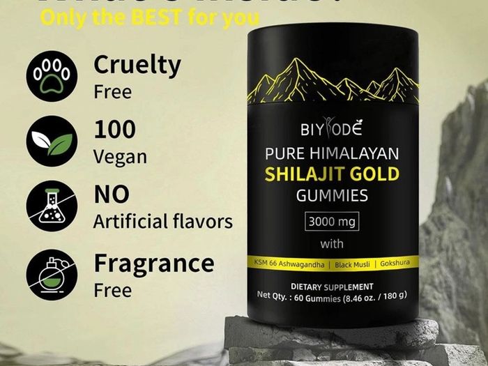 Pure Himalayan Gold Shilajit with Ashwagandha & Gokshura, 60 gummies