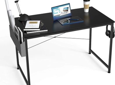 Writing Computer Desk, Office Work Desk for student and worker, Laptop Table with Storage Bag and Headphone Hook,Modern Simple Style Desks for Bedroom, Home, Office(80x50x75cm)