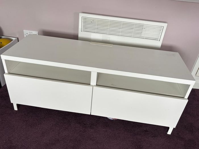 White TV Bench / Stand with Drawers