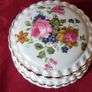 Crown Fine Bone China Gold Gilt Floral Spray Jewelry Trinket Box / Dish With Lid Made In England Image 3
