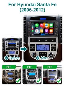 2 DIN Android 15 AUTO Wireless CarPlay Car Radio Stereo 7" Screen For Hyundai Santa Fe 2006-2012 Bluetooth Multimedia player Navigation GPS