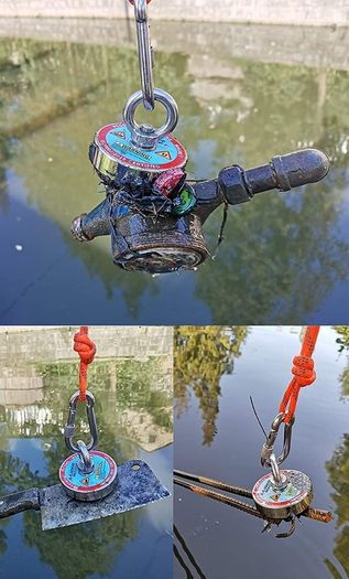 Fishing Magnet N52 Neodymium Magnets 1Pull Force with 10m Rope for Fishing and Magnetic Recovery Salvage Tools Under Water