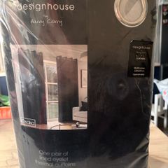 Brand new 90x90 lined thermal eyelet Curtains - black