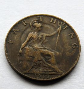 1918 ERROR COIN bronze farthing