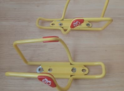 Vintage Yellow Steel Bicycle Bottle Cages Pair