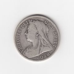 1895 Half Crown, 2/6, 92.5% Silver, Old Head or Veiled Head, Coin ( no. 296)