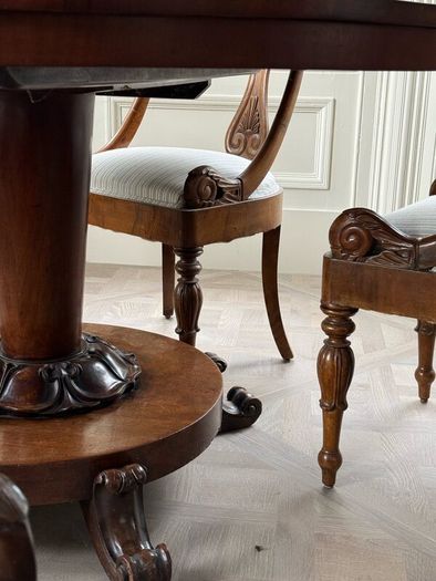 William IV style flame mahogany table & chairs