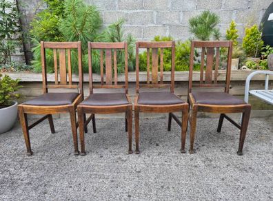 Set of 4 Arts & Crafts oak dining chairs