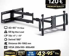 Tv Wall Mount Bracket Tilt Swivel Long Arm 43-95"