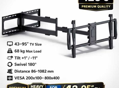 Tv Wall Mount Bracket Tilt Swivel Long Arm 43-95"