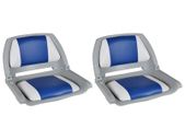 Boat Seats 2 pcs Foldable Backrest Blue-white Pillow 41x51x48cm