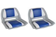 Boat Seats 2 pcs Foldable Backrest Blue-white Pillow 41x51x48cm