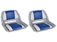 main image for ad Boat Seats 2 pcs Foldable Backrest Blue-white Pillow 41x51x48cm