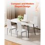Modern Dining Room Accent Chairs Set of 4, Upholstered Leather Side Chair for Dining Tables, Space-Saving Kitchen Table Chair with Thick Cushions and Metal Legs, White Image 5