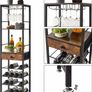 Wine Rack Freestanding Floor with Glass Holder,Brown TMJ905H | Bar Cabinet for Liquor and Glasses 4-Tier Coffee Bar Cabinet Glass Holder and Storage Drawer for Home Kitchen Living Room Image 3