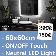 LED Bathroom Mirror 60x60cm Neutral Bright Light