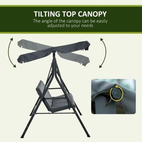 3 Seater Garden Swing Chair Seat with Canopy Grey
