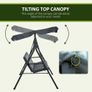 3 Seater Garden Swing Chair Seat with Canopy Grey Image 4