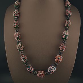 Antique Venetian Style Eyes Glass Big Beads Necklace