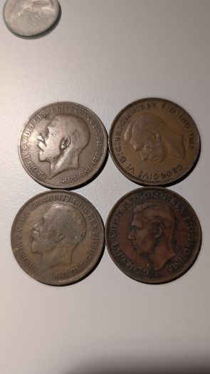 Lot of 4 British Pre-Decimal Pennies - George V & George VI (1919-1948)