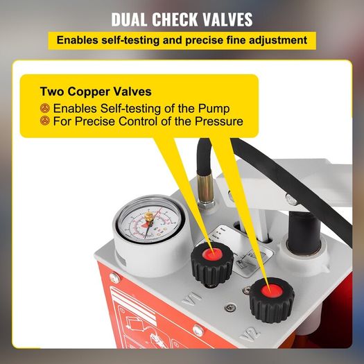 60 bar Hydrostatic Pressure Test Pump  Hydrostatic Pressure Test Pump, Test Up to 60 bar/860 psi, 3.2 Gallon Tank, Hydraulic Manual Water Pressure Tester Kit with Three-Unit Gauge & R 1/2" Connection for Pipeline Fluid