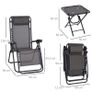 NEW SALE | 3pcs Sun Lounger Chairs with Table, Folding Zero Gravity Chairs, W/ Cup Holders, Grey Image 7