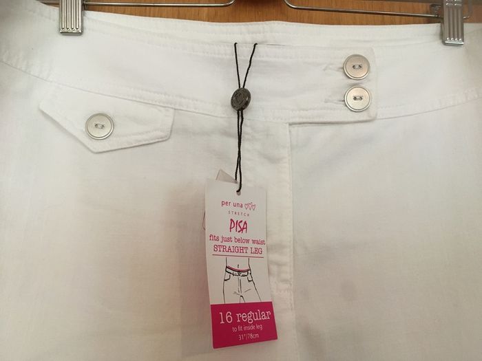 M&S PER UNA Straight Leg White Trousers 16 New