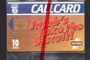 1993 Ireland 10 unit Jacob's biscuits and Club chocolate bar (Gemplus GEM1) Call Card Mint in packaging. Telecom Eireann Card Number 1049