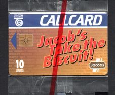 1993 Ireland 10 unit Jacob's biscuits and Club chocolate bar (Gemplus GEM1) Call Card Mint in packaging. Telecom Eireann Card Number 1049