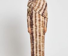 Size Small Daska Brown Carina Maxi Dress With Long Sleeves And Cape Ruched Detail brand new with tags