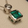 Emeraldine Quartz and Real Moissanite Pendant and Chain Image 2