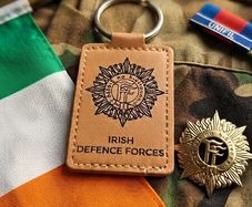 Irish Defence Forces Laser-Engraved Leatherette Keyring