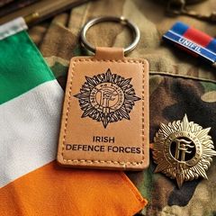 Irish Defence Forces Laser-Engraved Leatherette Keyring