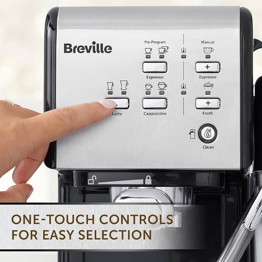 FREE EXPRESS SHIPPING Breville One-Touch CoffeeHouse Coffee Machine | Espresso, Cappuccino & Latte Maker | 19 Bar Italian Pump | Automatic Milk Frother | ESE Pod Compatible