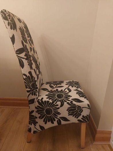 8 Black & White Fabric Dining Chairs
