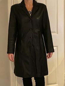 Black Leather Vard Coat Size 12-14