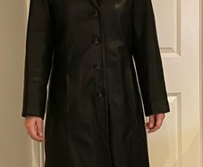 Black Leather Vard Coat Size 12-14