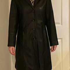Black Leather Vard Coat Size 12-14