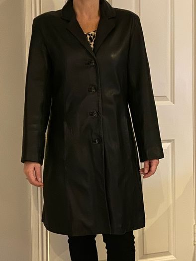 Black Leather Vard Coat Size 12-14