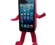 Red Apple Phone Mascot Costume