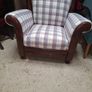 Vintage leather chair with Upholstered fabric twist Image 5