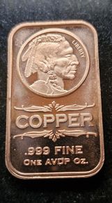 Copper 1 avdp oz Indian Bar