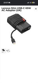 Lenovo Slim USB-C 65W AC Adapter with a UK plug