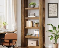 Vinatge Bookcase 180cm Tall Standing Shelf with 6 Tiers Open Shelves Shelf for Office Rustic Brown