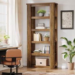 Vinatge Bookcase 180cm Tall Standing Shelf with 6 Tiers Open Shelves Shelf for Office Rustic Brown