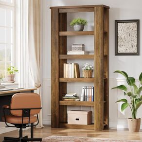 Vinatge Bookcase 180cm Tall Standing Shelf with 6 Tiers Open Shelves Shelf for Office Rustic Brown